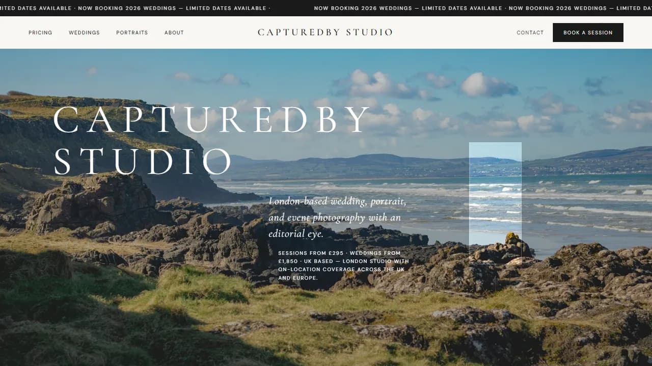 Screenshot of the CapturedBy Studio demo website