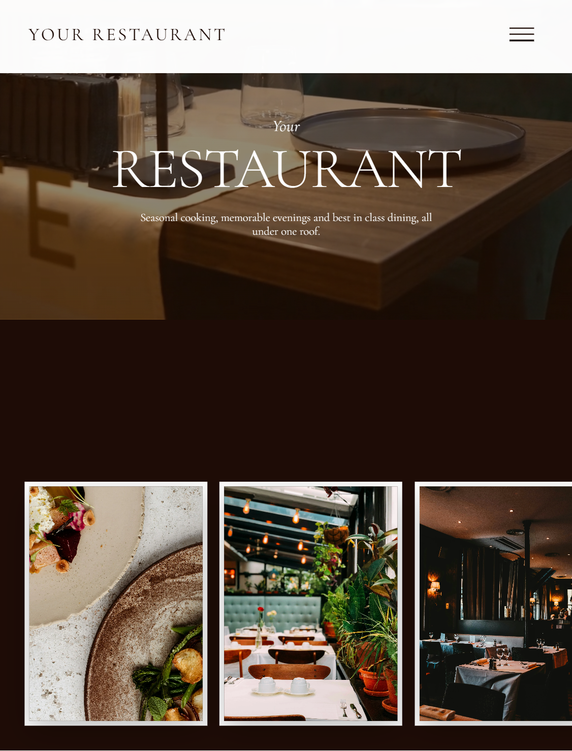 Screenshot of the Onmain restaurant demo website